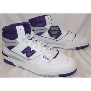 NEW BALANCE MEN'S 650R LEATHER HIGH TOP ATHLETIC SNEAKERS WHITE PURPLE NEW